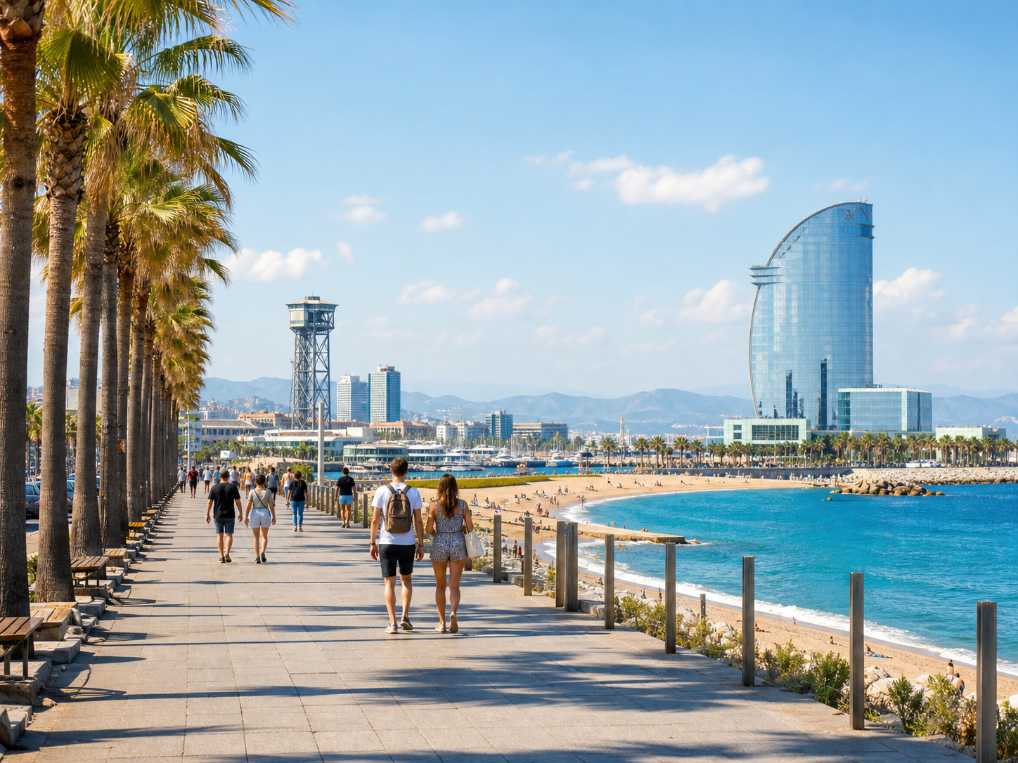 Paseo marítimo en Barcelona durante una escala de crucero