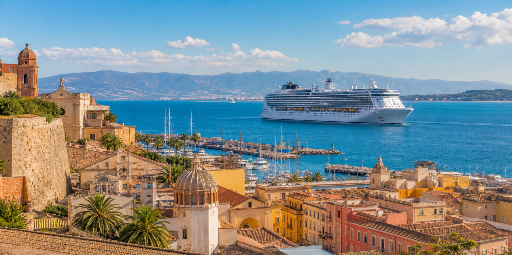 Vista de Cagliari u otra escala para preparar una escala