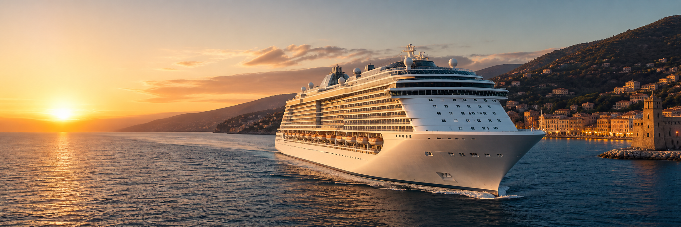 Crucero Costa Toscana al atardecer por el Mediterraneo