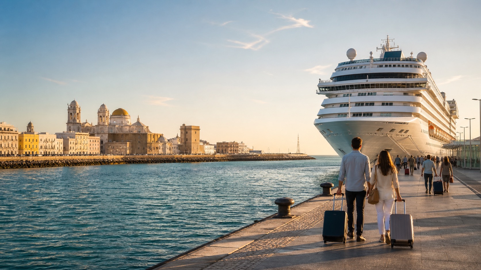 Crucero saliendo del puerto de Cadiz