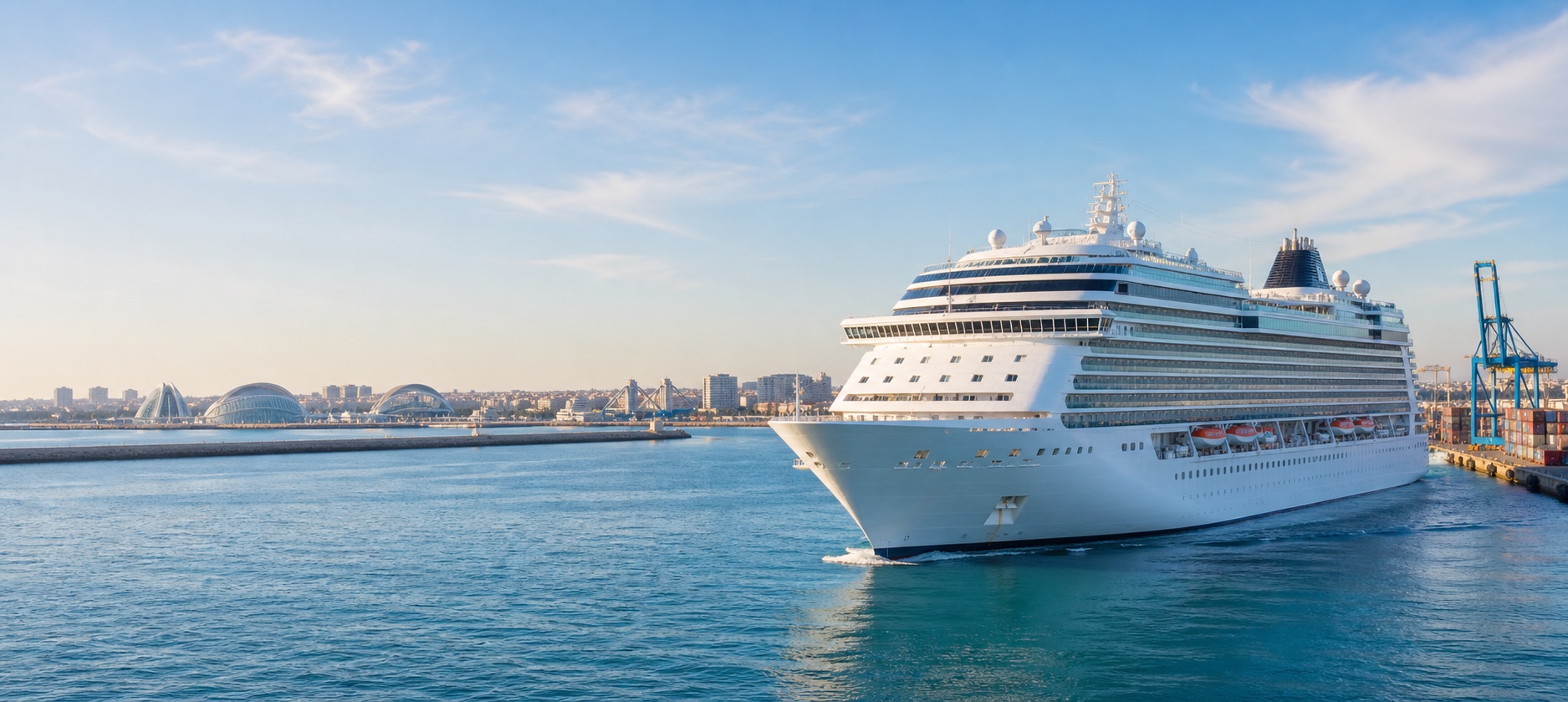 Crucero saliendo del puerto de Valencia