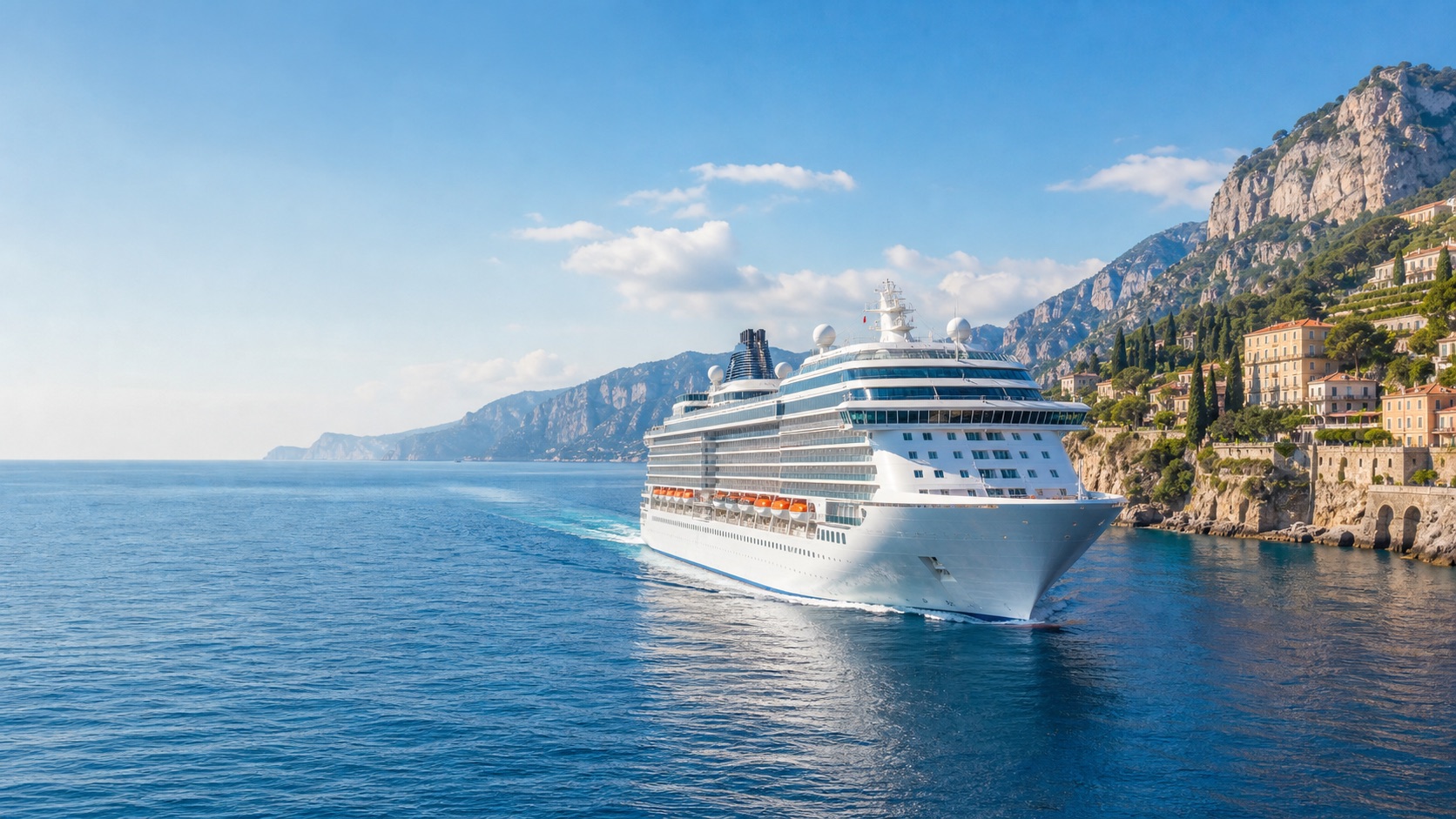 Crucero navegando por el Mediterraneo