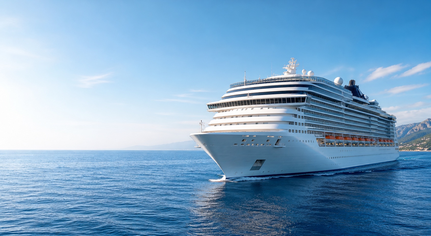 Crucero navegando por el Mediterraneo