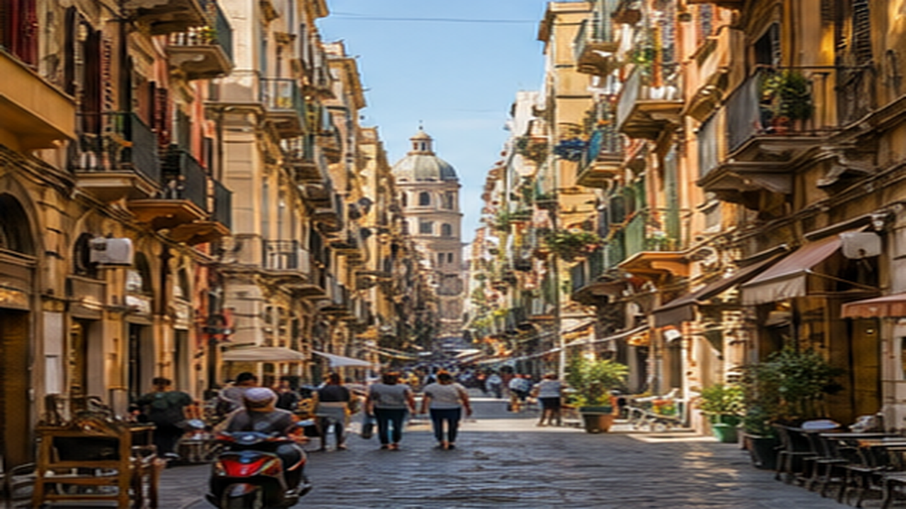 Centro y puerto de Nápoles durante una escala