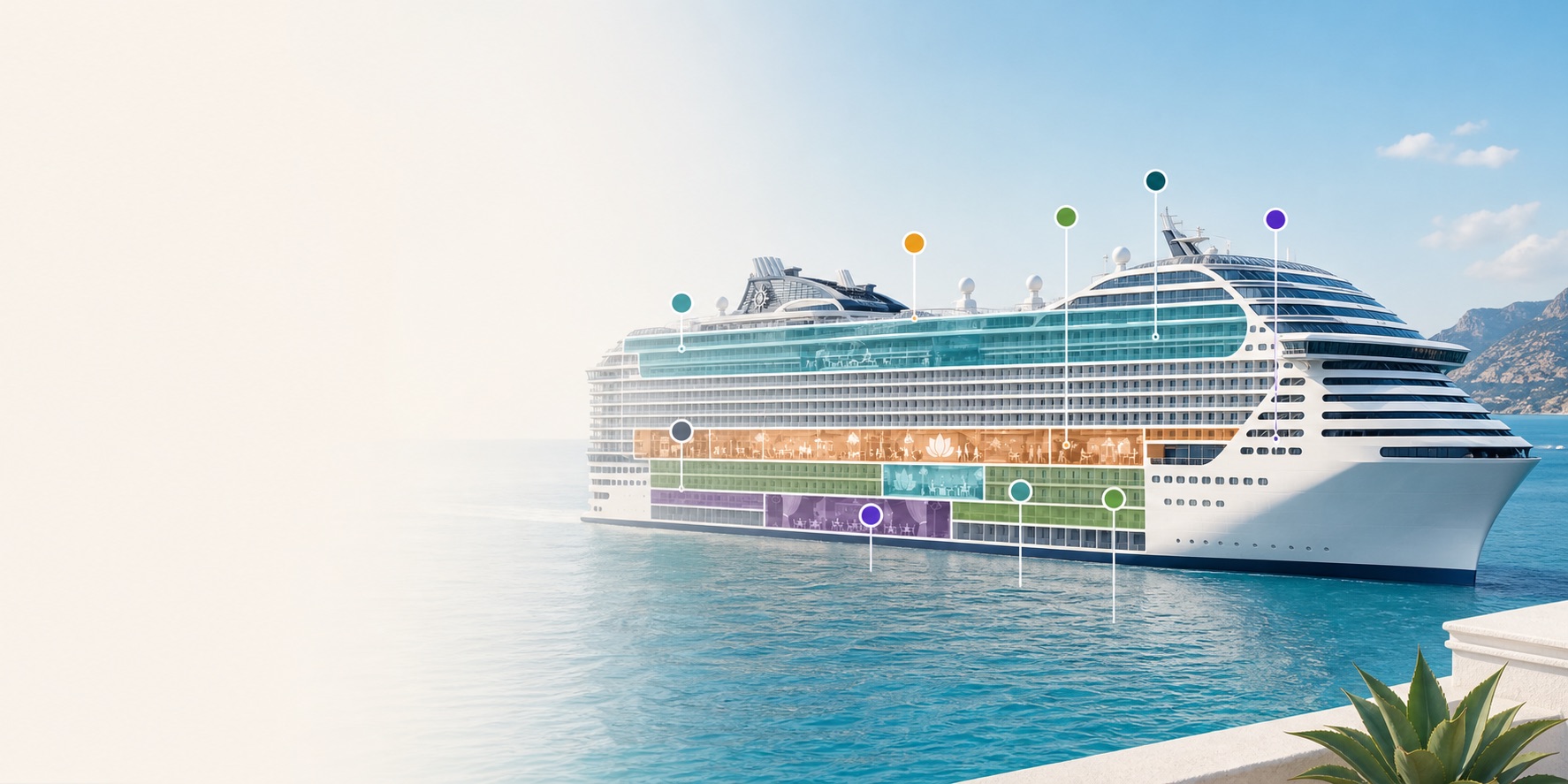 Vista visual del plano de cubiertas de MSC World Europa